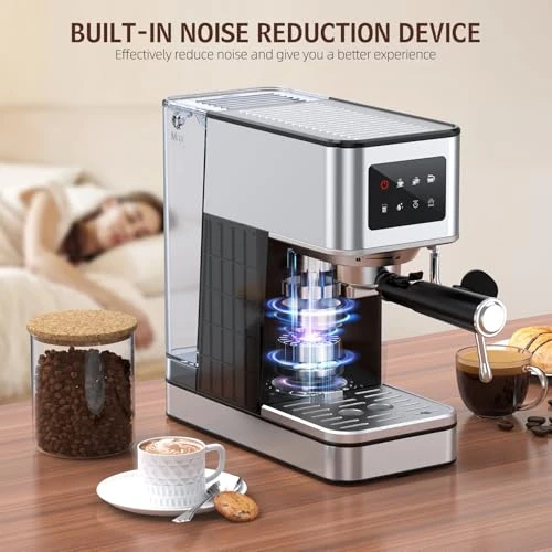 Compact Espresso Maker with Steam Milk Frother — Coffee Maker, QJA