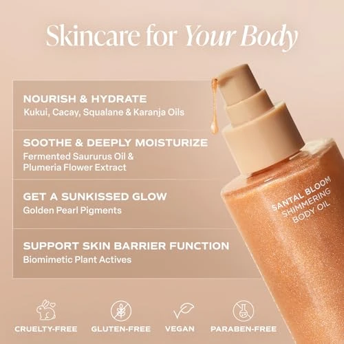 Shimmering Body Oil - Santal Bloom Scented Dry Oil Moisturizer, Saltair