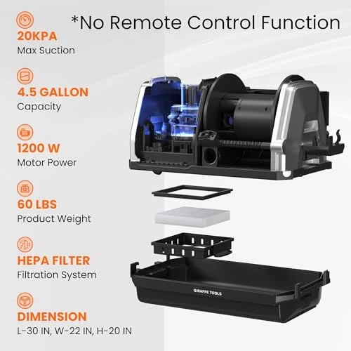 Retractable Wet Dry Vacuum Cleaner with 30 FT Hose and Wall Mount, Giraffe Tools