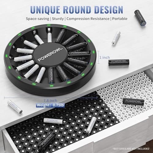 16 Bay AA AAA Battery Charger, POWEROWL