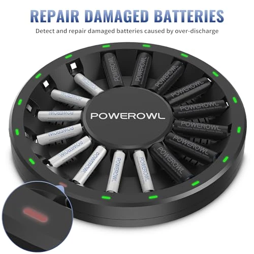 16 Bay AA AAA Battery Charger, POWEROWL