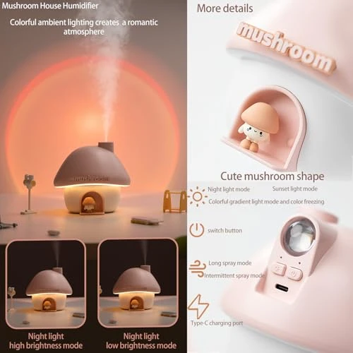 Ultrasonic Humidifier with Sunset Light — Essential Oil Diffuser, fuliying