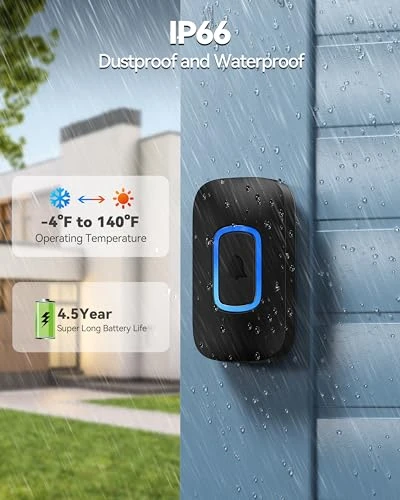 Plug-in Wireless Doorbell with RGB Lighting and 1300 Feet Range, TECKNET
