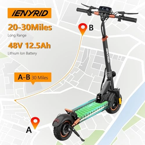 Electric Scooter with Seat and Off-Road Tires — Electric Scooter, IENYRID