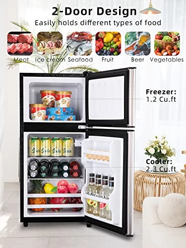 Retro Mini Fridge with Freezer — Smart Refrigerator, KRIB BLING