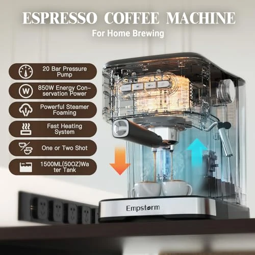 Espresso Machine with Milk Frother — Coffee Maker, Empstorm