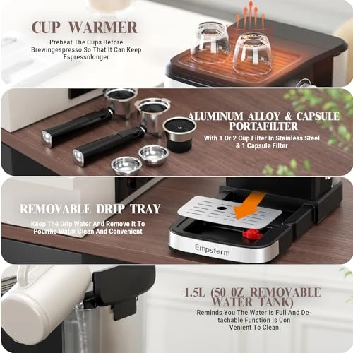 Espresso Machine with Milk Frother — Coffee Maker, Empstorm