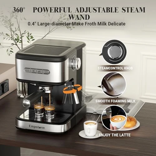 Espresso Machine with Milk Frother — Coffee Maker, Empstorm
