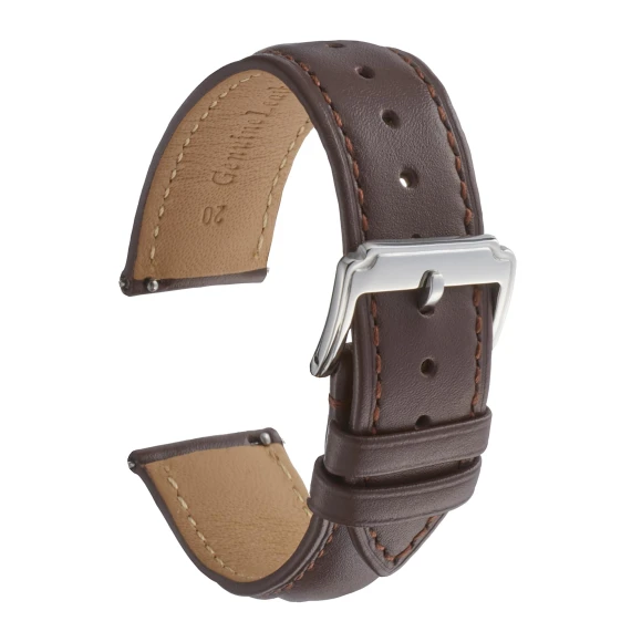 Leather Watch Strap, Smooth, Quick Release, GOALMART