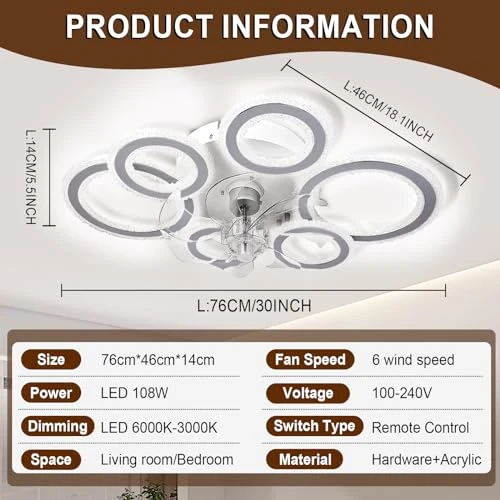 Smart Ceiling Fan with Lights and Remote — Smart Fan, AFWAO