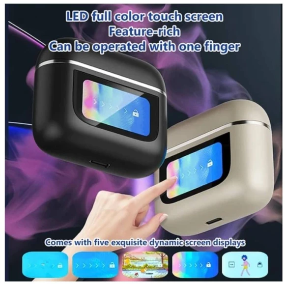 Smart LCD Touchscreen Bluetooth 5.3 Earbuds, Waterproof Wireless Sport Headphones — Wireless Earbuds