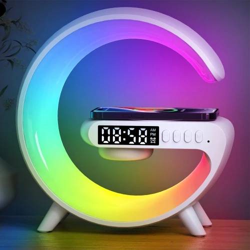 Smart Bluetooth Speaker with Wireless Charger, Alarm Clock, and Wake-up Light — Smart Speaker, G69