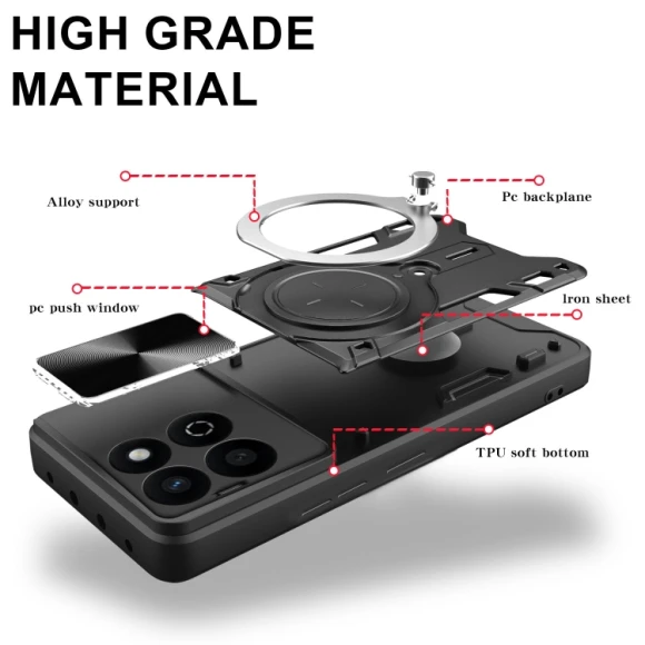 CD Texture Sliding Camshield Magnetic Holder Phone Case, Honor