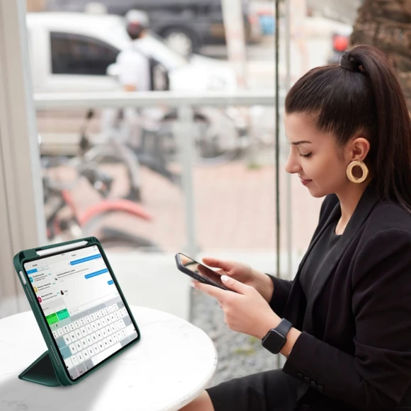 3-fold TPU Smart Leather Tablet Case with Pen Slot for iPad Air 11 2024