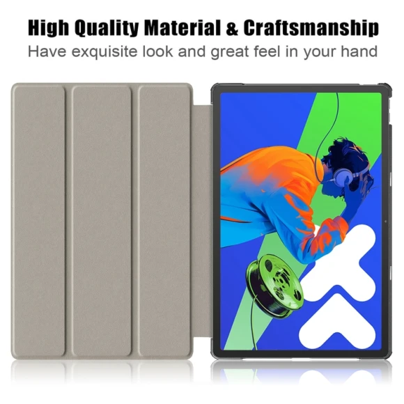 3-folding Leather Smart Tablet Case for Lenovo Tab P12 12.7, Lenovo