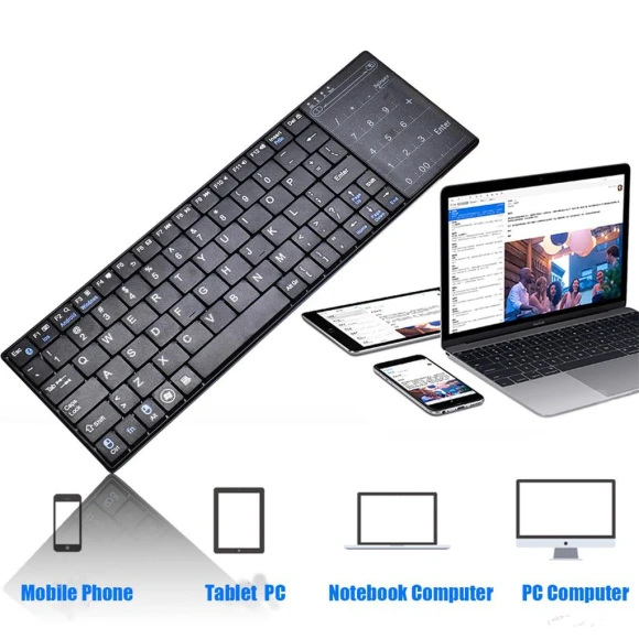Wireless Thin Keyboard with Touch Panel — Bluetooth Keyboard, Glasses