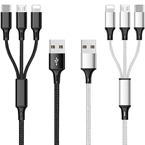 Multi USB Charging Cable 3A, 3 in 1 Fast Charger Cord Connector, TOPWIN