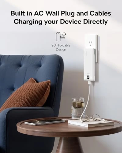 Portable Charger with Built-in Cables — Power Bank, VEGER