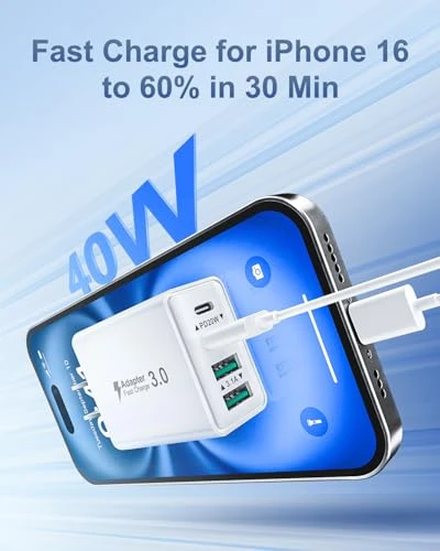 40W 4-Port USB C Wall Charger — Power Bank, BECHAGE