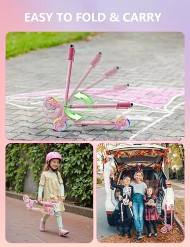 Kids Kick Scooter with LED Light Up, Guwph