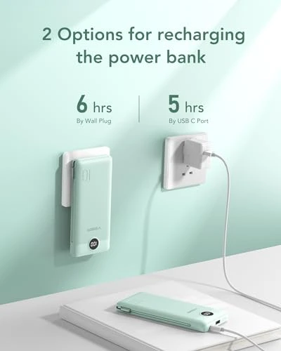 Portable Charger with Built in Cables and Wall Plug — Power Bank, VEGER