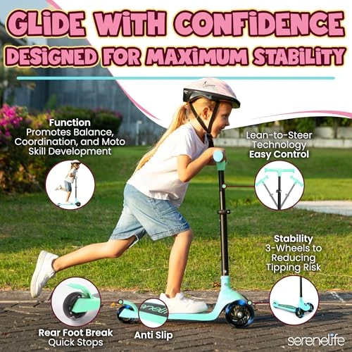 3 Wheel Foldable Kids Scooter, SereneLife