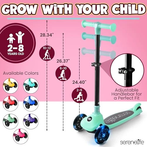 3 Wheel Foldable Kids Scooter, SereneLife