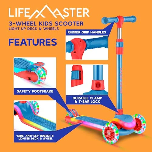 3-Wheel Kids Scooter with Multi-Color Lights, Lifemaster