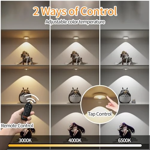 Cordless Puck Lights with Remote Control, MICLIONLED