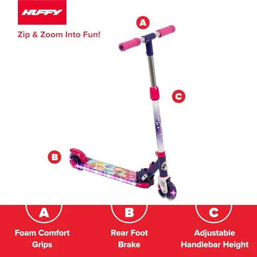 Disney Princess Light Up Inline Scooter for Girls, Huffy