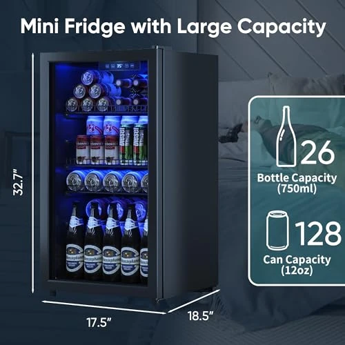 Beverage Fridge with Glass Door, Tehanld