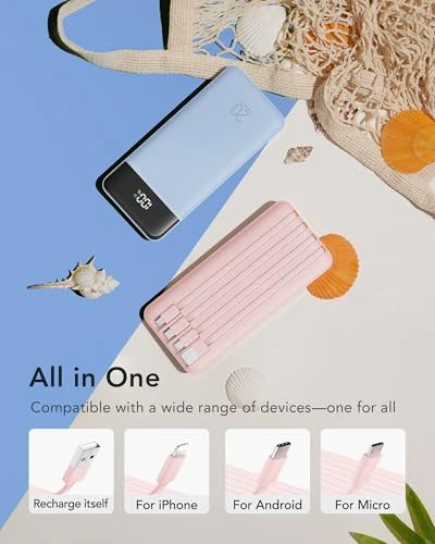 Portable Charger with 4 Built-in Cables & 6 Outputs — Power Bank, Charmast