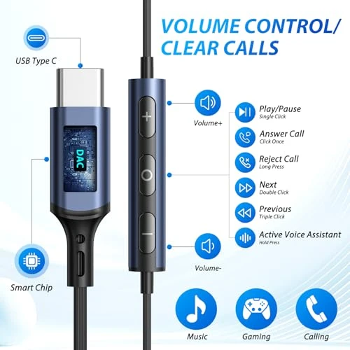 Wired USB-C Earbuds with Microphone — Wireless Earbuds, AFGHOA