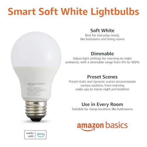 Smart A19 LED Light Bulb — Smart Light Bulb, Amazon Basics
