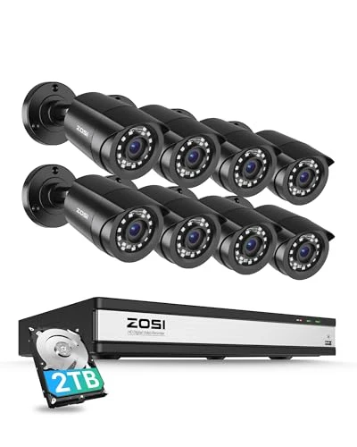 Security Camera System with AI Human Vehicle Detection, Night Vision, 8 Wired Cameras, DVR with Hard Drive — Security Camera, ZOSI