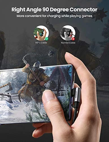 USB to USB C Cable 90 Degree Fast Charging Cord, UGREEN