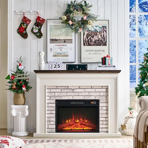 Flip Top Electric Fireplace with Mantel, Aitjunz