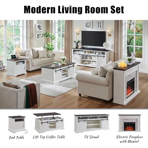 Flip Top Electric Fireplace with Mantel, Aitjunz