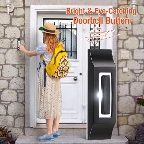 Solid Metal LED Light Up Doorbell Button, Enhon