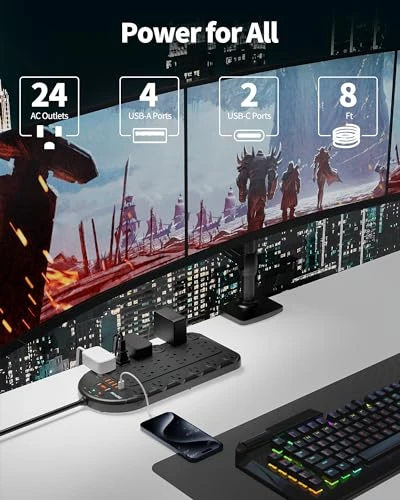 Multi-Function Power Strip Surge Protector, DEPOW