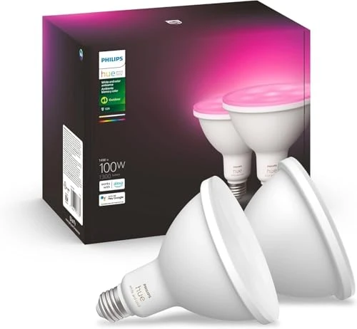 Smart 100W PAR38 LED Bulb - White and Color Ambiance Color-Changing Light — Smart Light Bulb, Philips Hue