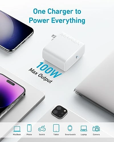 Compact and Foldable 100W USB C Charger, Anker