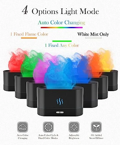Essential Oil Diffuser and Humidifier with Flame Light, Aegci