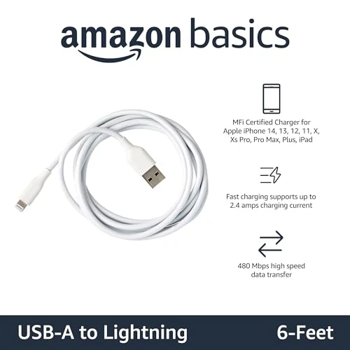 USB-A to Lightning Charger Cable, Amazon Basics