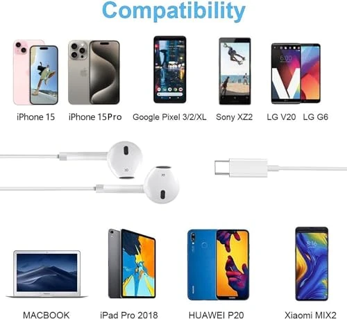 USB C Headphones Wired, Toperson