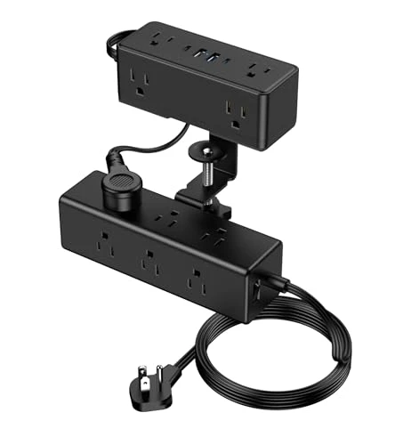 Dual Layer Desk Clamp Power Strip, VILONG