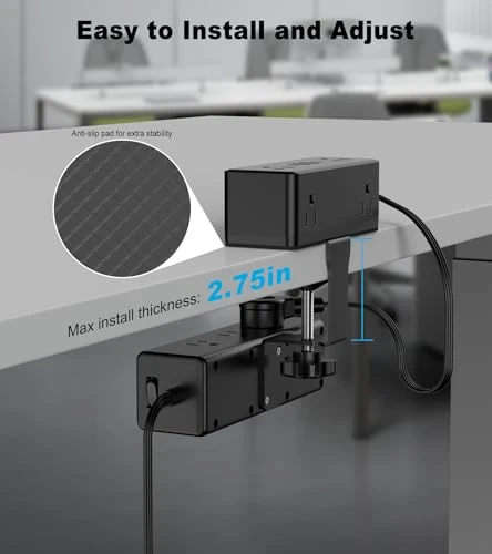 Dual Layer Desk Clamp Power Strip, VILONG
