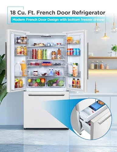 French Door Refrigerator with Built-in Ice Maker — Smart Refrigerator, BLACK+DECKER