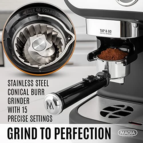 Manual Espresso Machine with Grinder and Milk Frother — Coffee Maker, Zulay Kitchen