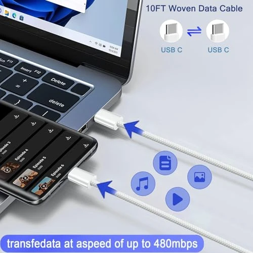 PD Dual USB C Charger Block with 10FT Woven Cable, Shenzhen Huangyingjia Technology Co., Ltd.